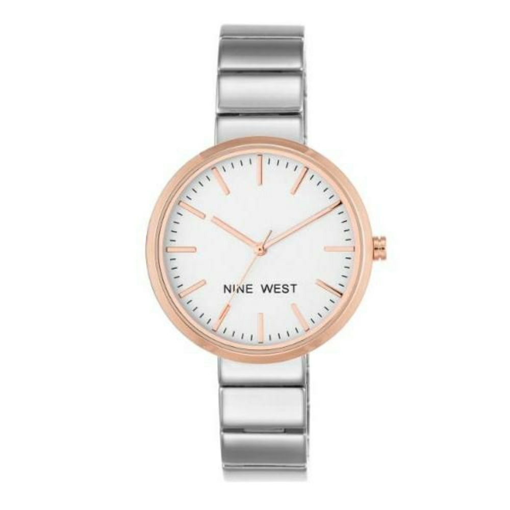 Nine West Women's Silver-Gold Tone Bracelet Watch